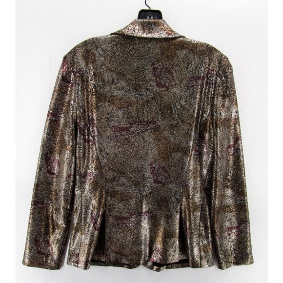 Joseph Ribkoff Jacket 6 Blazer Coat Snake Skin Career Shiny 1 Button - Picture 6 of 10